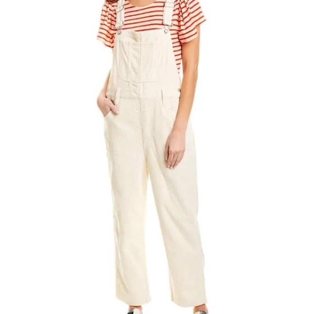 Madewell Cream Corduroy Straight Leg Overalls